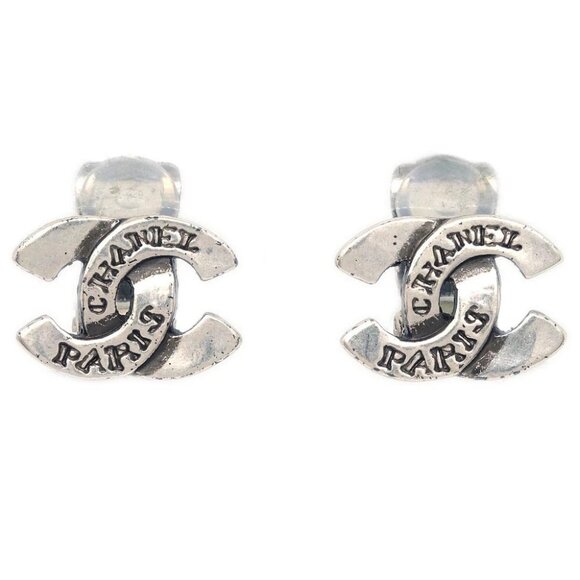 Chanel CC Earrings Clip-On Silver 99A 194981 - Picture 1 of 4
